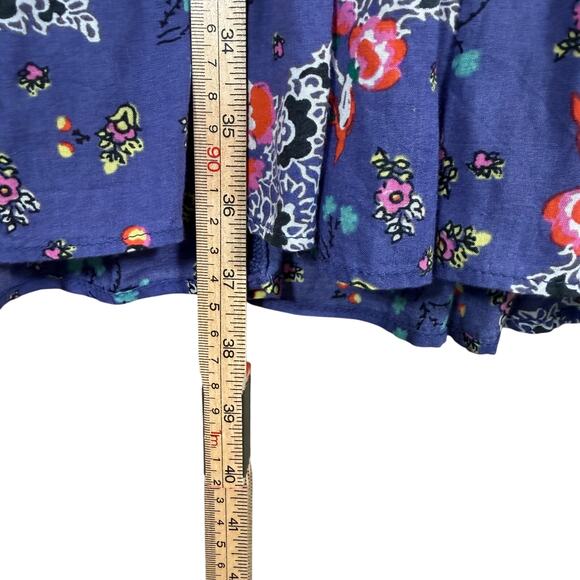Anthropologie Diana Pintucked Boho Floral Ruffle Hem Dress | Blue | Small - Picture 7 of 11